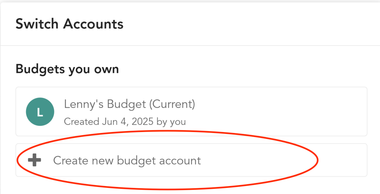 Create New Budget